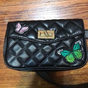 Black quilted belt bag
